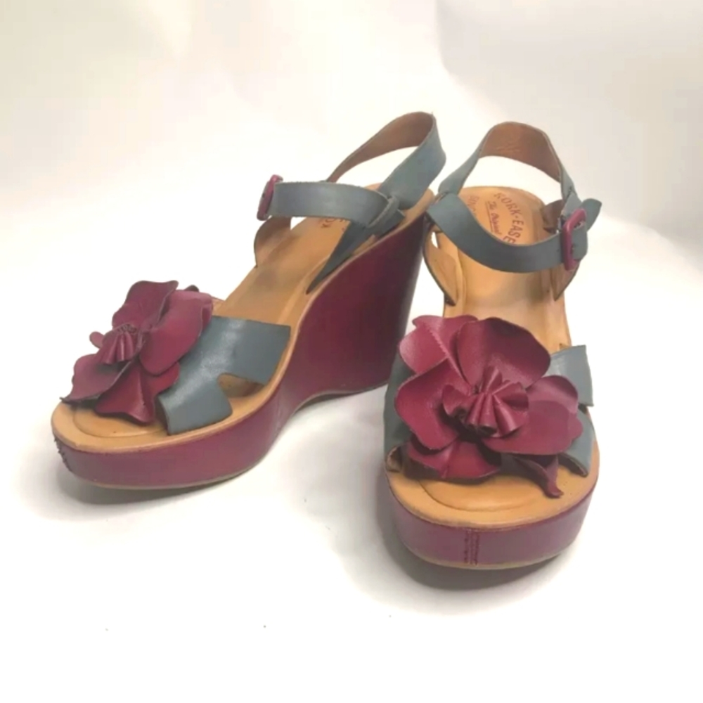 Kork Ease Platform Sandals Wedges Floral EUC 40/ 9 fits 39/ 8.5